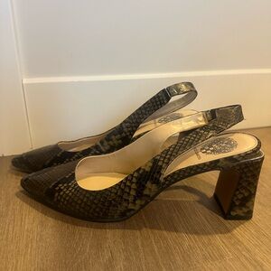 Vince Camuto Black Snake Print Slingback Heels
